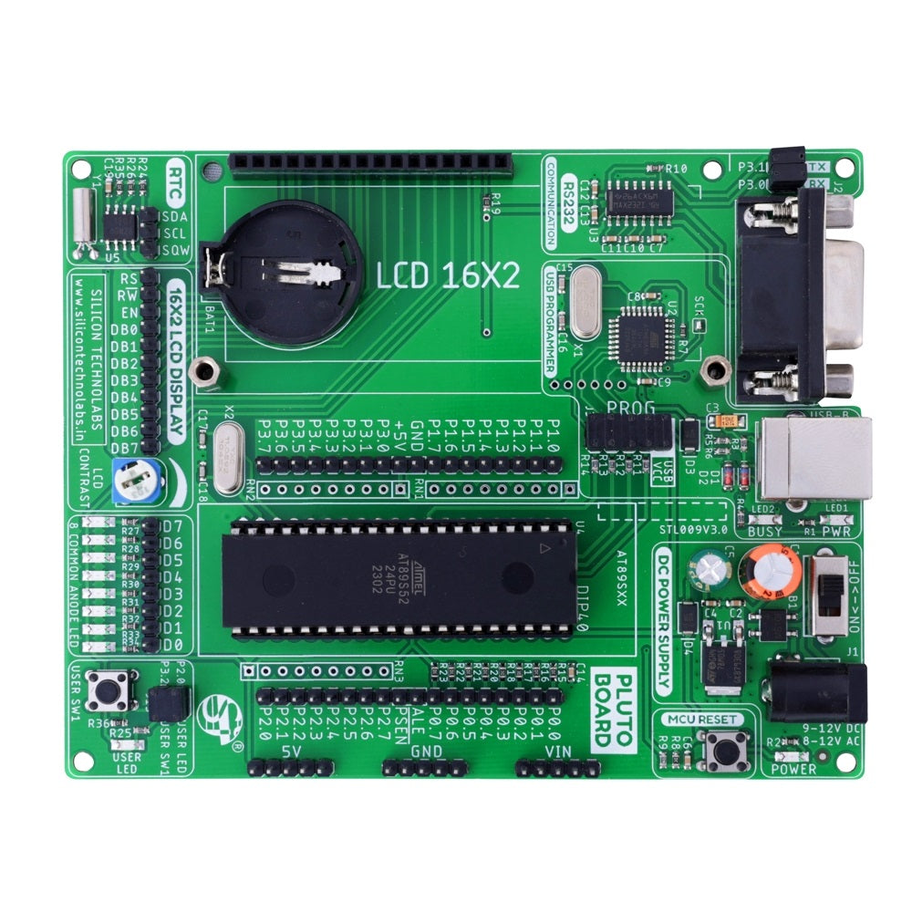 atmel 8051 quick start pluto board dip without LCD top