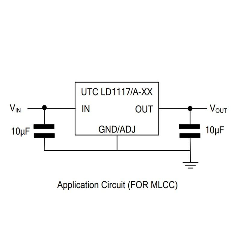 LD1117AG-33-AA3-A-R Application Circuit Diagram – Typical Usage for 3.3V LDO Regulator