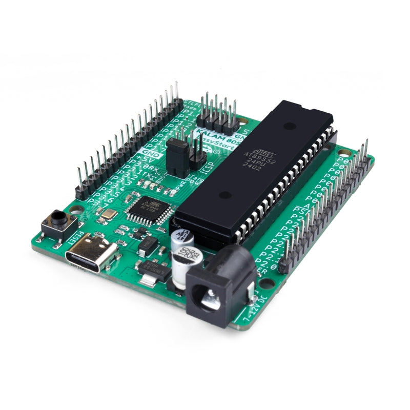 Kalam 8051 EasyStart Board Power Input and Connector Side View