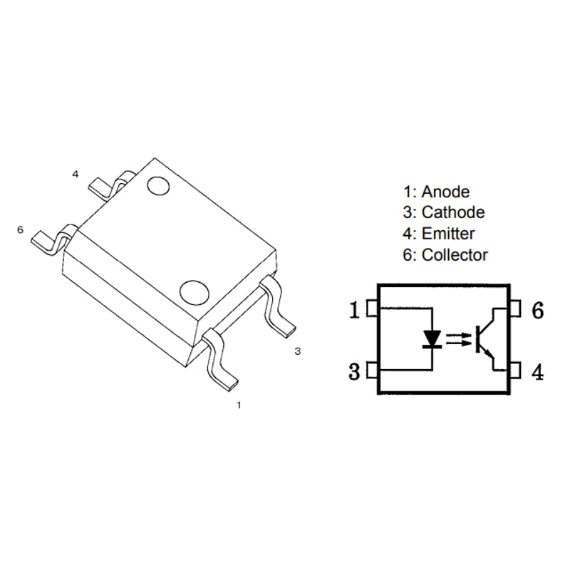 TLP185(V4GRTR,SE Phototransistor Output Optocoupler SO-6 SMD - Toshiba