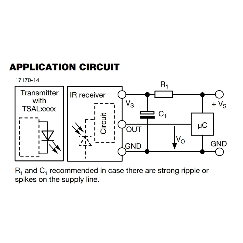 TSOP38238 IR Receiver Module 38kHz Through-Hole