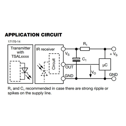 TSOP38238 IR Receiver Module 38kHz Through-Hole