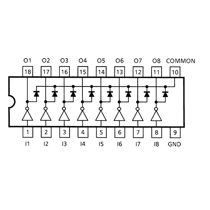ULN2803A Darlington Transistor Array IC - 8-Channel High-Current Driver, DIP-18