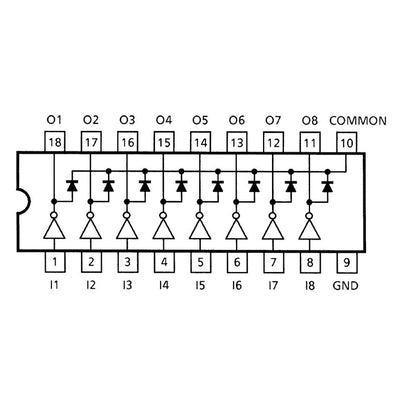 ULN2803A Darlington Transistor Array IC - 8-Channel High-Current Driver, DIP-18